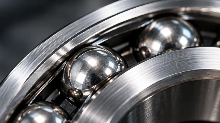 Close-up of steel ball bearings